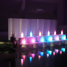 12 pieces Color Changing Candle led Rechargeable,Red Flickering bougie led rechargeables,flameless electric candles for birthday 2024 - buy cheap