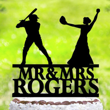 Персонализированные Свадебные бейсбольные торты, силуэт торт Топпер для свадьбы, бейсбольная Тема Свадьба, на заказ фамилия торт Топпер 2024 - купить недорого