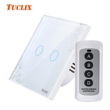 TUCLIX EU/UK Standard Touch Switch 2 Gang 1 Way Wall Light Touch Switch-Crystal Glass Switch Panel 2024 - buy cheap