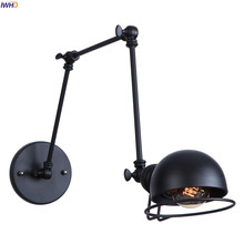IWHD Black Iron metal Vintage Wall Lamp Loft Bedroom Mirror Stair Loft Style Retro Long Arm Wall Light Fixtures Aplique Pared 2024 - buy cheap