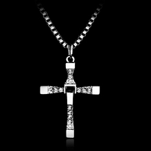 Free Shipping The Fast And The Furious Dominic Toretto Vin New Movie Jewelry Classic Rhinestone Pendant Sliver Cross Necklaces 2024 - buy cheap