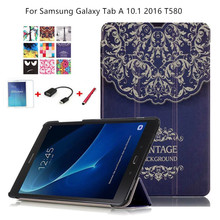 Para Samsung Galaxy Tab 10.1 2016 T580 T585 T580N T585N luxo Folio Fique Virar PU Couro Da Pele Da Tampa Inteligente Sono Magnético caso 2024 - compre barato
