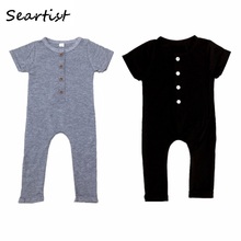 Seartist Baby Boys Girls Summer Romper Bebes Pajamas Newborn Jumpsuits Baby Boy Clothes Plain Black Gray Body Suit 2022 New 40 2024 - buy cheap