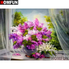 HOMFUN-pintura de diamante 5D DIY "paisaje de flores", bordado 3D, regalo de punto de Cruz, decoración del hogar, A00196 2024 - compra barato