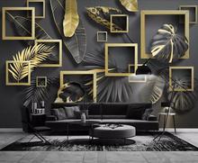 Custom 3D mural wallpaper modern simple golden leaves tropical plants light luxury background decoration painting 2024 - buy cheap