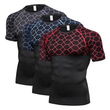 Camisa de corrida respirável de secagem rápida masculina primavera verão de fitness de manga curta t-shirts de treinamento de esporte masculino de alta elasticidade t 2024 - compre barato