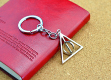 Wholesale 20pcs/lot Movie Jewelry HP Keychain Deathly Hallows Keychain Rotated Triangle Key Chain For Women&Men 2024 - buy cheap