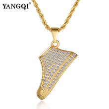 YANGQI Hiphop Iced Out Shoes Pendant Necklace Women Men Gold Color Full Rhinestone Shoes Necklace Charm Pendant Jewelry Gifts 2024 - buy cheap