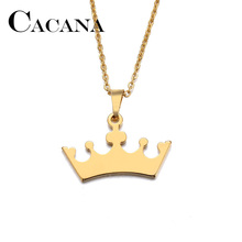 Ожерелье CACANA из нержавеющей стали для женщин и мужчин, ожерелье с подвеской в виде короны любовника золотого и серебряного цвета, ювелирные изделия для помолвки 2024 - купить недорого