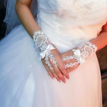 Moda encaje blanco corto GUANTES DE NOVIA accesorios de boda 2024 - compra barato