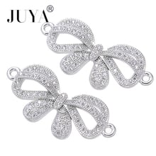 Wholesale Luxury Jewelry Accessories To Make Bracelets Necklaces Parts Copper Zircon Rosette Bow-knot Charm Connectors Findings 2024 - buy cheap