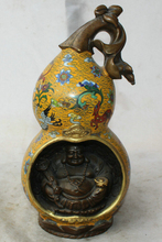 fast shipping USPS to USA S2343 13" Chinese Cloisonne Bronze Gild Happy Laugh Maitreya Buddha Statue calabash 2024 - buy cheap