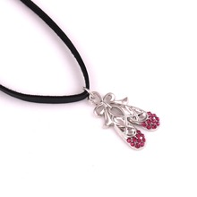 Leather Rope Chain Red Crystal Ballet Shoes Girls ballerina Dancing Jewelry For Dancer Zinc Alloy Dropshipping 2024 - buy cheap