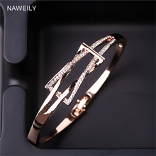 Pulseira geométrica de cristal feminina, pulseira de cristal para mulheres, dourada e prateada, joias finas para presente 2024 - compre barato