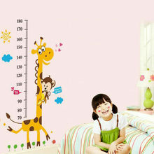 Cartoon Animals Giraffe Monkey Kids Height Measurement Growth Chart Wall Sticker Nursery Kids Rooms Decor Wall Art 2024 - buy cheap