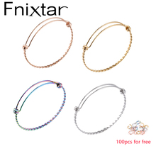 Fnixtar Stainless Steel Twist Wire Bangle Bracelet  Adjustable Women Wire Bracelet Jump Ring For Free 55/60/ 65mm 50piece/lot 2024 - buy cheap