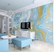 Настенные 3D-обои Bacaz с золотистой и синей текстурой, Мраморная фотография 3d для фона телевизора, гостиной, 3d настенные фрески с мраморным рисунком 2024 - купить недорого