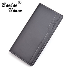 Men's Wallets New 2019 Business Soft Leather Long Thin Wallet Card Holder Fashion Men Purse Multi-function Clutch Male Wallets 2024 - buy cheap