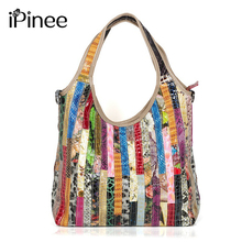 iPinee Brand Colorful Snake Pattern Ladies Tote 100% Genuine Leather Fashion Women's Real Cowhide Crossbody Bag Handbags 2024 - buy cheap