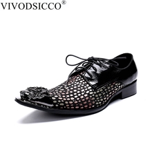 VIVODSICCONew classic Business Men Dress Shoes Man Leather Shoes Wedding Shoes Social Sapato Male Oxfords Flats Metal toes Shoes 2024 - buy cheap