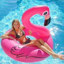 Популярное надувное кольцо для плавания с гигантским фламинго, плавающий плот, плавательный бассейн, Пляжная игрушка для воды, веселые летние пляжные аксессуары для купания 2024 - купить недорого