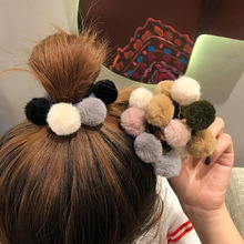 Эластичные резинки для волос в Корейском стиле для девочек, шесть мягких резинок с помпонами, держатель для хвоста, резинки для волос, аксессуары для волос 2024 - купить недорого