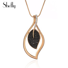 Black Crystal Leaf Pendant Necklace Rhinestone European Personality Elegant Charm Women Necklace & Pendant Fashion Jewelry Gifts 2024 - buy cheap