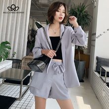 bella phiosophy 2019 summer women solid blazer Work Pant Suits office lady 2 Piece Sets  Blazer Jacket & shorts Suit For female 2024 - buy cheap