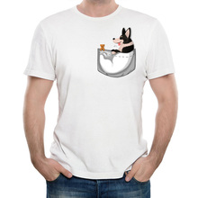 Хипстерская черная футболка с карманом корги, новинка, Мужская футболка, летние высококачественные повседневные топы, забавный дизайн собаки, белые футболки 2024 - купить недорого