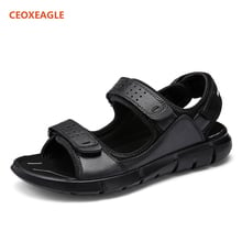 CEOXEAGLE-Sandalias clásicas de cuero genuino para hombre, zapatos suaves y cómodos de verano, sandalias de playa de estilo romano, tallas grandes 35-44 # 2024 - compra barato