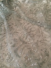 glued glitter tulle lace fabric french net fabric with SH-136 glued glitter for bridal dress 2024 - buy cheap
