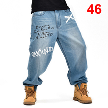 CHOLYL-pantalones vaqueros holgados para hombre, ropa de calle suelta, pantalones de Skateboard con estampado informal de Hip Hop, de talla grande, color azul 2024 - compra barato