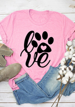 Футболка с круглым вырезом Love Paw, Футболка женская, забавная графическая футболка tumblr, эстетичная одежда, футболки для девочек 2024 - купить недорого