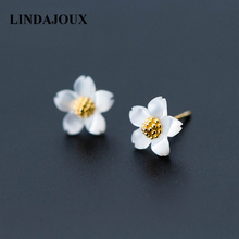 925 Sterling Silver Exquisite White Flower Shape Stud Earrings For Women sterling-silver-jewelry Drop Ship 2024 - buy cheap
