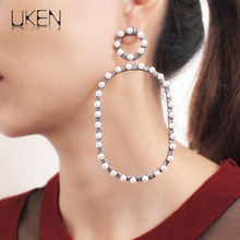 Pendientes colgantes de perlas de imitación para mujer, aretes colgantes grandes, accesorios de joyería, regalo 2024 - compra barato