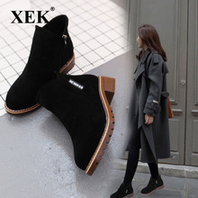 XEK Fashion Women shoes Boots Autumn Winter Boots Classic Zipper Snow Ankle Winter BootsWomen Shoes ZLL139 2024 - buy cheap