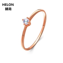 14k Solid Rose Gold Engagement Ring for Women Natural Freshwater Pearl Romantic Cute Wedding Party Fine Jewelry 2024 - buy cheap