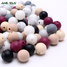 MHS.SUN 50Pcs Round Silicone Beads Safty Food Grade Chewable Teething Baby DIY Necklace Teether Loose Silicone Beads BPA Free 2024 - buy cheap
