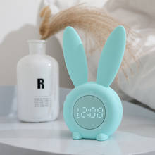 Cartoon Cute LED Light Night Snooze Rechargeable Digital Table Table Desk Clock Rabbit Wake Up Bedside Alarm Clock With Light 2024 - buy cheap