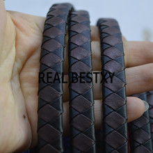 REAL BESTXY 5m/lot 12*6mm Black Coffee  Necklace Bracelet Fitting flat leather  String Cord braided flat leather straps JEWELRY 2024 - buy cheap