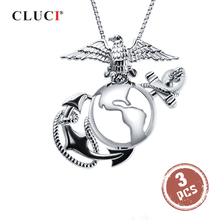 CLUCI 3 uds colgante de plata de ley 925 para joyería de perlas, colgantes de jaula de águila para mujeres, colgante de la divisa del Cuerpo Marino de EE. UU. SC332SB 2024 - compra barato