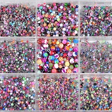 90pcs/Lots Mixed Acrylic Assorted Ball Tongue Nipple Bar Ring Barbell Piercing Tongue Stainless Steel Body Jewelry Wholesale 2024 - buy cheap