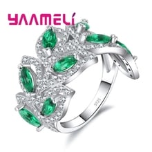 Oval Cut Green Leaf Austrian Crystal Fashion Women Wedding Engagement Promise Rings 925 Sterling Silver Fashion Jewelry 2024 - buy cheap