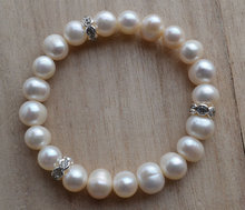 Impresionante joyería de perlas, AA 8-9MM 8 pulgadas blanco 100% Real pulsera de perlas de agua dulce, brazalete de cristal de perlas naturales, joyería de moda 2024 - compra barato
