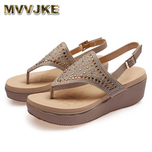 MVVJKE RUWB Woman Sandals 2019 Summer Bohemia Crystal Black Red Wedges Shoes for Women Large Size Casual Thick Heel Sandalias 2024 - buy cheap