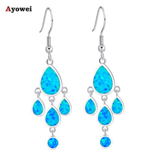 Elegant design Wholesale & Retail Blue Fire Opal Silver Stamped Drop Earrings Fashionl Jewelry OE188A 2024 - buy cheap