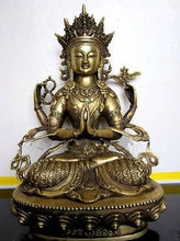 28 cm */Tibet Tibetan Buddhism Brass Bodhisattva Four arm Kwan Yin Buddha Statue 2024 - buy cheap