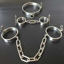 Esposas de acero inoxidable, tobillera, Collar de cuello con cadena, Bondage sexual de BDSM, bloqueo invisible, ataduras, fetiche, Juguetes sexuales para parejas 2024 - compra barato