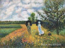 Painting by Claude Monet The Promenade Near Argenteuil Redroom decor oil on Canvas Handmade High quality 2024 - buy cheap