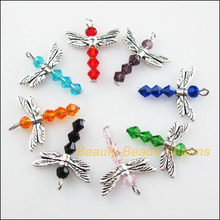 Fashion  8 New Charms Mixed Animal Dragonfly Tibetan Silver Wings Pendants 20x25mm 2024 - buy cheap